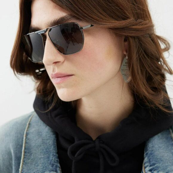 NEW Balenciaga BB0298SA 001 Black Grey Pilot Unisex Sunglasses BB 0298SA - Picture 5 of 14